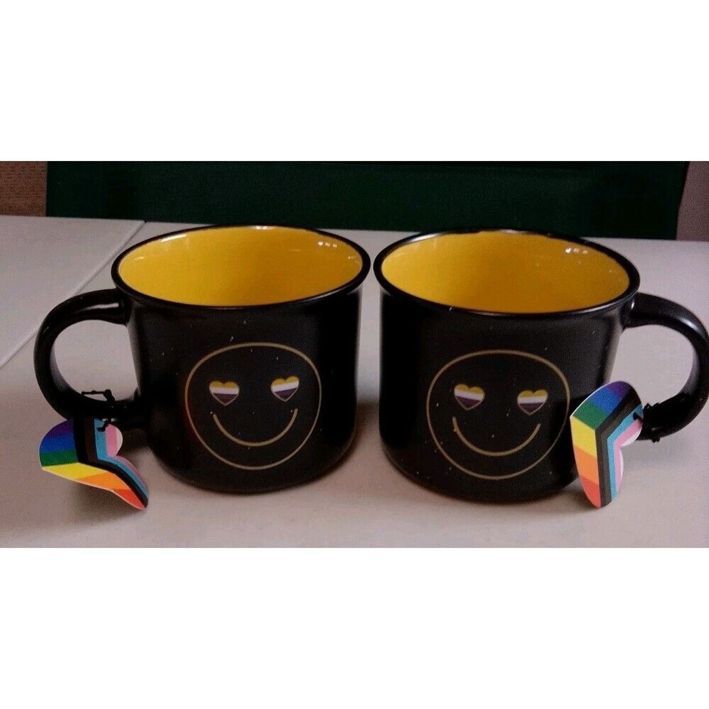 NWT Sheffield Home "Be You" Pride Mug Set of 2 Non-Binary Heart Eyes Smiley Face - Picture 11 of 16